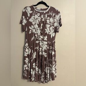 Torrid Brown and White Floral Midi Dress